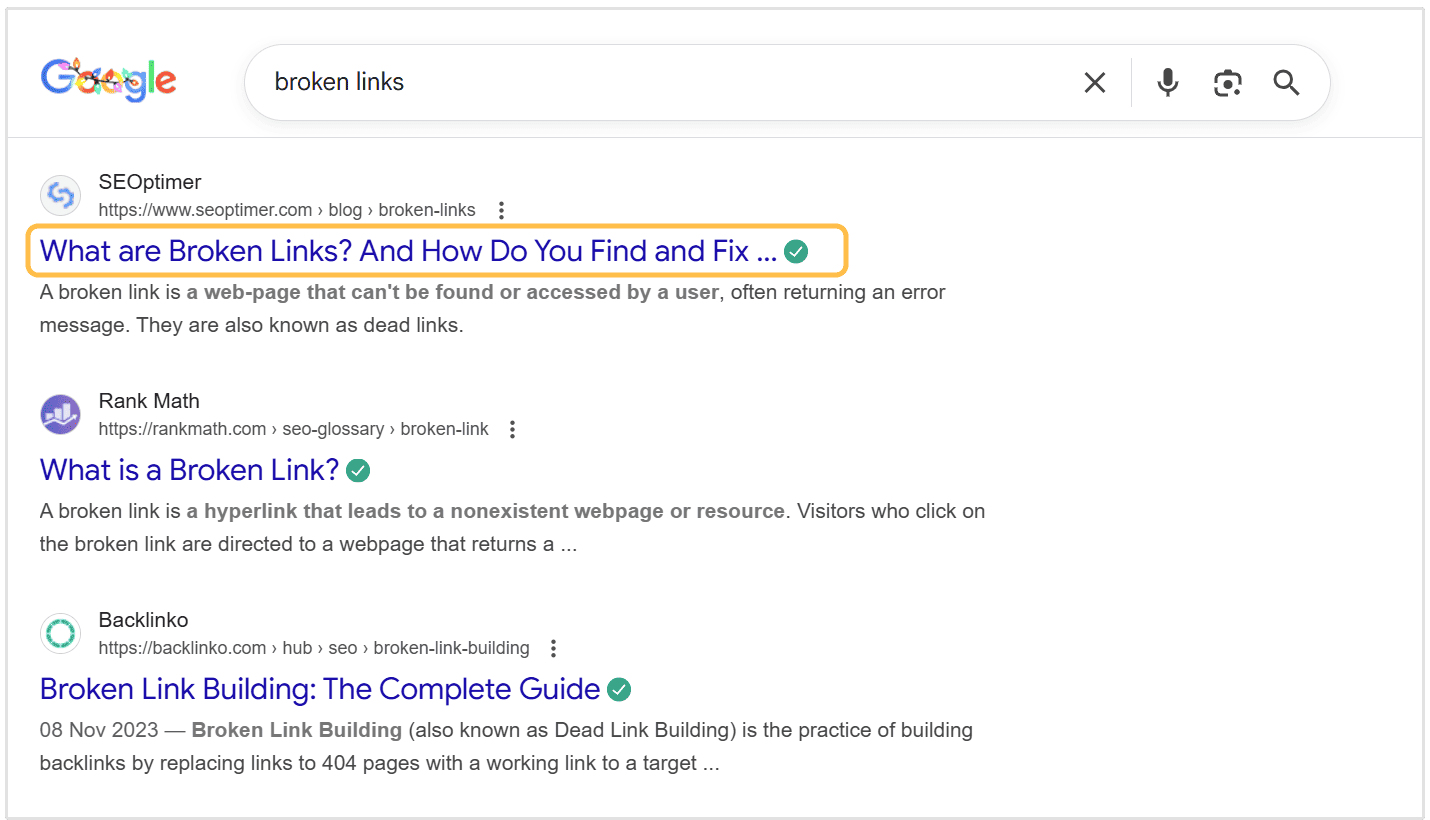 Broken links blog title